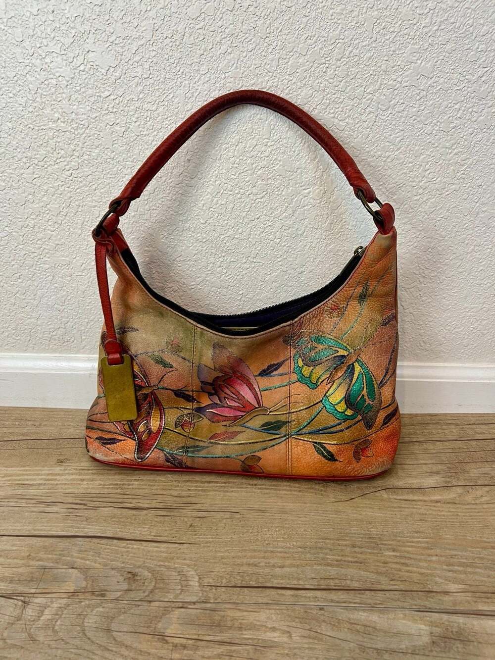 Anushka Tattooed butterfly Leather Vibrant Hobo Handbag